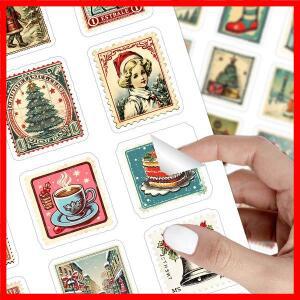 30pcs/2sheets 크리스마스 스티커-빈티지 우표 디자인, 스크랩북, 선물 포장, 공예, 파티 용품을위한 장식