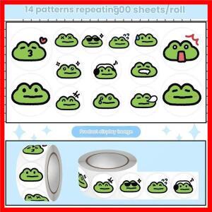 재미있는 새로운 500개 작은 개구리 이모티콘 팩 롤 스티커 카드 개구리 핸드북 장식 스티커 휴일 선물 귀