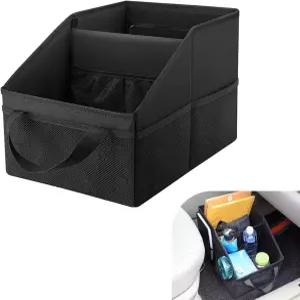 보커스 카시트 정리함 뒷좌석 접이식 및 손잡이와 메쉬 포켓이 있는 수납함 앞뒤 콘솔 뒷좌석(블랙)에