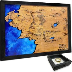 플라이넬라이프 나무 중간 지구 지도 벽 아트 장식 링 12X10 팬들에게 완벽한 제품입니다