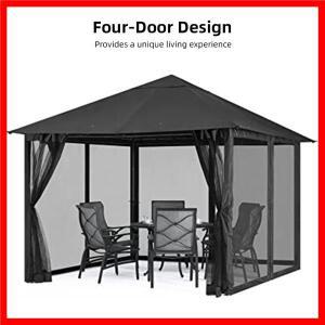 파티오 캐노피 우산 스크린 그물, 베란다 및 야외 거실 공간용 모기장, 4 패널 벽