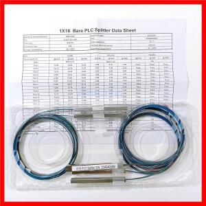 커넥터 케이블 없는 광섬유 PLC 스플리터, 1x2, 1x4, 1x8, 1x16 컬러 베어, 250um 미니 블록리스 G657A1 스