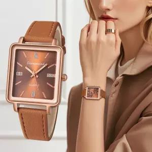 세련된 럭셔리 우아한 미니멀리스트 여성 PU 가죽 석영 손목 시계 학생 비즈니스 선물