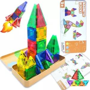 Hqyib 미니 마그네틱 타일 트래블 최강 자석이 장착된 26개의 PCS 빌딩 블록 세트 여행 장난감 크리스마스