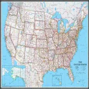 24x36 미국 클래식 월 지도 포스터 벽화 적층