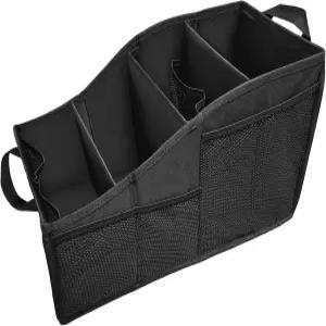 JNXIJ 카시트 정리함 접이식 조수석 수납 캐디 4개의 구획이 있는 방수 옥스포드 천 수납함 자동차 앞뒤