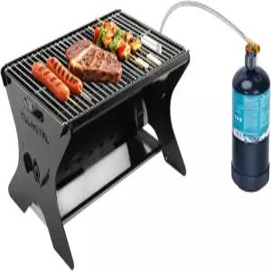 QuliMetal 휴대용 캠핑 그릴 - 접이식 숯/가스 그릴(캐리백 포함) 야외 요리 테일게이트 파티오 및