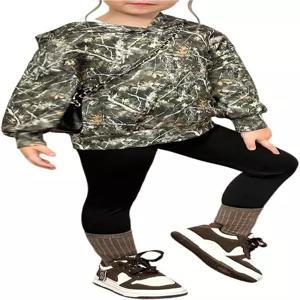 WDIRARA 소녀 트레이닝복 2피스 의상 카모 후디 레깅스 세트 운동복