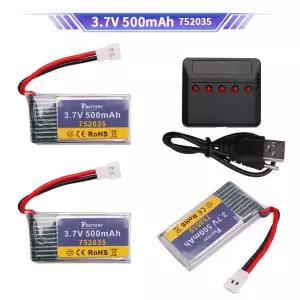 3.7V 1S 500mAh 752035 H107 H31 KY101 E33C E33 RC 드론 헬리콥터 예비 부품 배터리 XH2.54 용