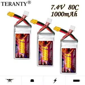 TERANTY RC 헬리콥터 쿼드콥터용 Lipo 배터리 FPV 레이싱 드론 부품 XT30 7.4V 포함 2S 1000mAh 80C 160C