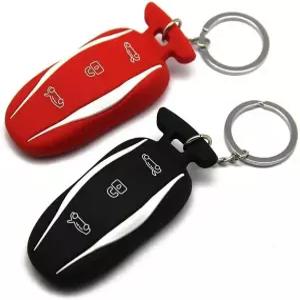 테슬라 모델 S/ 3용 키포브 커버 자동차 케이스 홀더용 실리콘 2팩(레드+블랙)