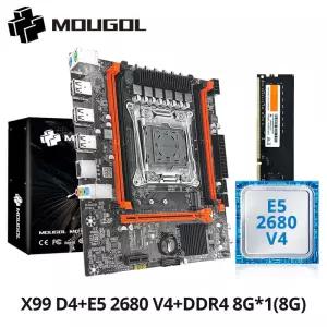 MOUGOL 새로운 X99 마더보드 세트 인텔 제온 E5 2680 V4 및 DDR4 16G(8G*2) 2133MHz 듀얼 채널 RAM M.2