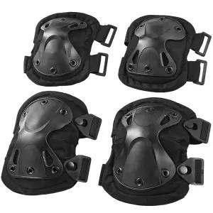 토요스포츠 4종 전술 무릎 및 팔꿈치 패드 세트 야외 스포츠 사이클링 스케이트보드 페인트볼 에어소프트용