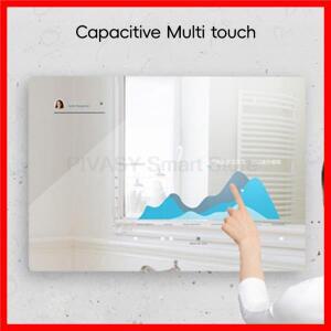 무선 캐스팅 LED 24 27 인치 스마트 스크린 TV 벽걸이 형 모니터 욕실 주방 거울 블랙 방수 샤워에 대한 긴