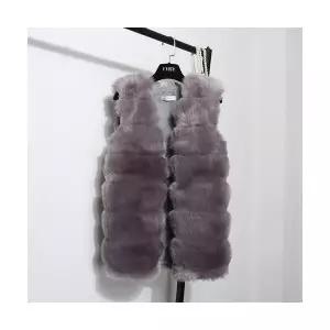 여성용 하프 슬림여우털 추동 베스트 무스탕 코트 가죽 페이크퍼 원템3
