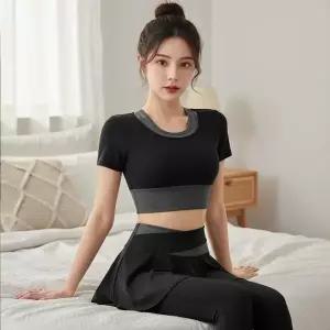 [다잇템][다잇템] 여자 요가 봄여름 반소매 필라테스 치마레깅스_24544782_58887