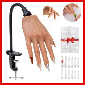 실리콘 네일 트레이닝 핸드-유연한 연습용 마네킹 (아크릴, 젤 폴리쉬 및 아트용 팁 포함), 초보자용 매니