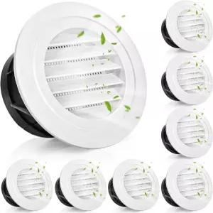 시디두 8팩 에어 통풍구 원형 4인치 소핏 플라이 스크린 메쉬가 내장된 ABS 루버 커버 차고 욕실 주방