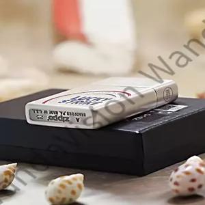 럭키스트라이크 실버 에나멜 슬림 인그레이빙 ZIPPO 라이터