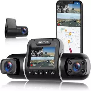 REXING V2 PRO AI 대시 캠 3채널 프론트 캐빈 리어 1080p 녹화 2.7인치 LCD WiFi 모바일 앱 GPS 나이트
