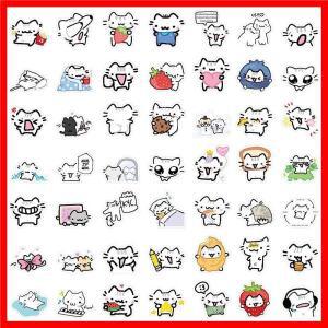 72PCS 라인 키튼 데일리 그래피티 스티커 귀여운 고양이 만화 데칼 노트북 폰 기타 스케이트보드 방수 어린
