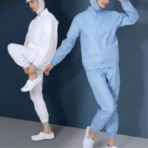 HACCP 식품공장 활동 편한 입체패턴 쾌적 위생복 추천 해썹유니폼 위생가운 활동성 흡한속건