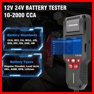 2026 KONNWEI KW700 자동차 트럭 오토바이 12V 배터리 테스터 프린터 포함 10-2000CCA 상태 진단 도구