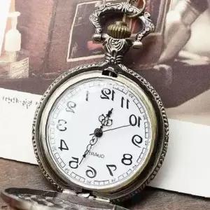 회중 시계 긴 체인 목걸이 숫자 문자판 뚜껑 열림 디자인 클래식 엔틱 패션