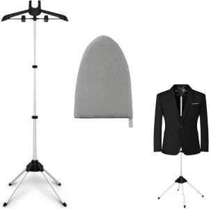 의류 찜기 선반 및 다림질 장갑 옷이 있는 조절 가능한 스탠딩 드라이 랙 스탠드 - 여행용 행거