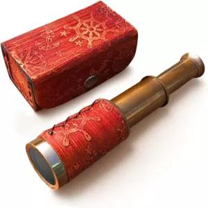 모험 애호가를 위한 해리마트 황동 해적 망원경 6인치 해리 스파이글래스 접이식 단안 선물 성인용 가죽