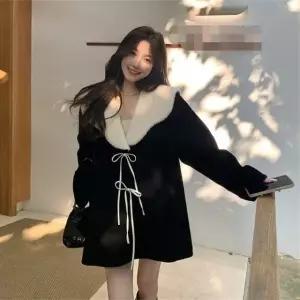 여성 겨울 무스탕 자켓 양털 테디 코트 귀여운 스타일 루즈핏 따뜻한 외투 JS