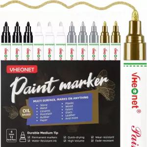 VHEONET 페인트 마커 금속 목재 직물 플라스틱 캔버스 유리 암석 타이어 DIY 공예용 4가지 색상의 오일