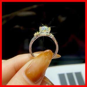 GRA 1캐럿 인증 라운드 모이사나이트 다이아몬드 로맨틱 웨딩 링 여성용 데이트 선물 925 스털링 실버 고급