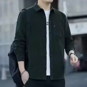 호크아이 남사친 캐주얼 솔리드 데일리룩 얇음 셔츠 빅사이즈 봄가을 코듀로이 긴팔 KUK3