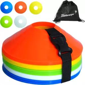 슬레테란프 프로 디스크 콘(50개 세트) - 드로스트링 백 스트랩 훈련용 축구 콘 농구 스포츠 민첩성