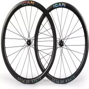 ICAN 알파 40/50 플러스 1520g/1535g/1555g 카본 디스크 로드 바이크 휠셋 700C 21mm 내폭 클린처 튜브리스