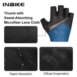 INBIKE 2025 사이클링 장갑 남자 반 손가락 통기성 충격 흡수 라이딩 도로 자전거 MTB 액세서리