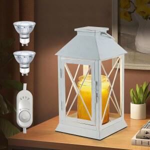 타이머가 있는 캔들 워머 램프, 병 캔들을 위한 랜턴, 전구 2개가 달린 디밍블 램프 농가용 열 자동 차단 및 밝기 조절 가능-흰색