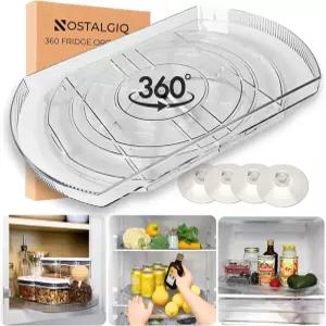 냉장고용 NOSTA 홈 회전 레이지 수잔 - 사각 냉장고 정리함 대형 (16.5x11)