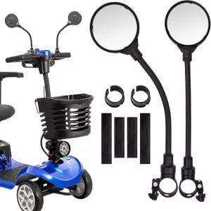 2PCS 모빌리티 스쿠터 리어 뷰 미러 조절 가능한 360° 회전 전동 노인용 유니버설 핏 휠체어 액세서리