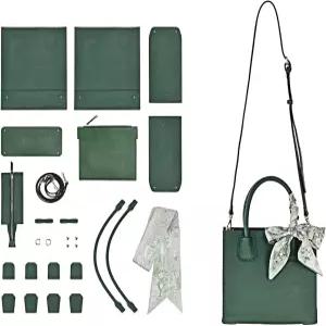 팝슈잉 탑 그레인 가죽 미니 토트 핸드백 DIY 키트 여성 소녀용 재봉 키트가 포함된 크로스바디 숄더백