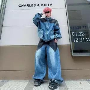 팬츠 봄 캐주얼 남성용 청 + 투톤배색워싱 자켓 면바지 정장빅포켓 원픽1