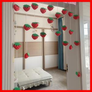 거실 딸기 커튼 스레드 파티션 교수형 출입구 Kawaii 플러시 스타 도어 소녀 침실 장식
