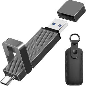 이스트불 256GB USB3.2 드라이브 최대 550MB/s 고속 외장 SSD USB-C+USB-A 3.2 Gen1 듀얼 드라이브(그레이
