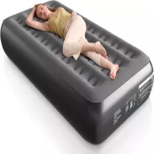 펌프 13인치 이중 높이 팽창 매트리스가 내장된 이지레스트 에어 매트리스 트윈 부드러운 크라우티드 탑 및