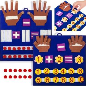 디킨 2세트 수제 펠트 핑거 수학 장난감 세트 유치원 조기 학습 게임 (블랙 브라운)