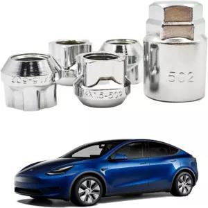 모델 S/3/X/Y용 Tesla 휠 잠금 장치용 KIKIMO S/3/X/Y 액세서리용 크롬 콘 시트 장치 4개 세트(M14 X 1.5