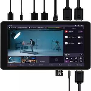 비디오 스위처 휴대용 멀티캠 라이브 스트리밍 스튜디오 내장 8인치 터치스크린 지원 앱 다이렉트 장비