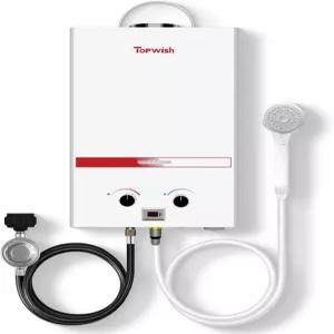 TOPWISH 휴대용 프로판 온수기 탱크리스 8L 2.11GPM 인스턴트 54 500 BTU 디지털 디스플레이 핸들 과열