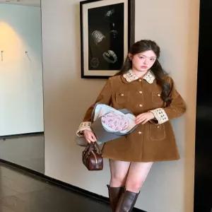 모임 리본 코트 스타일 벨벳 레이스 겨울 결혼식 하객룩